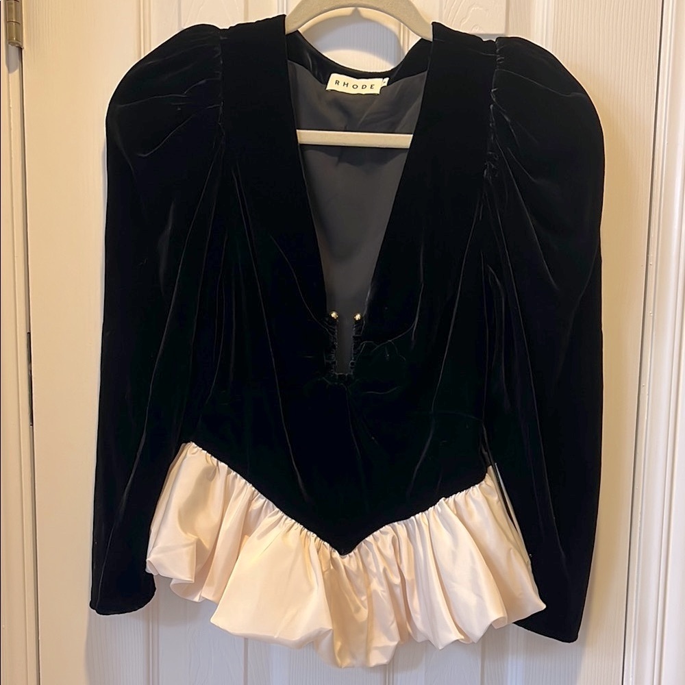 New - Rhode Velvet Peplum Top - Picture 2 of 8